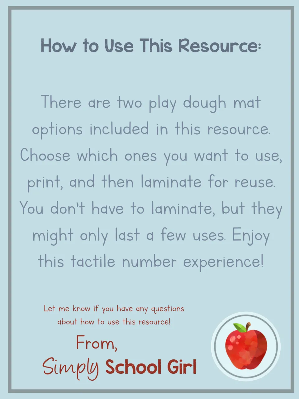 How to Use This Resource: two mat options are included; choose, print and laminate so the play dough mats can be reused