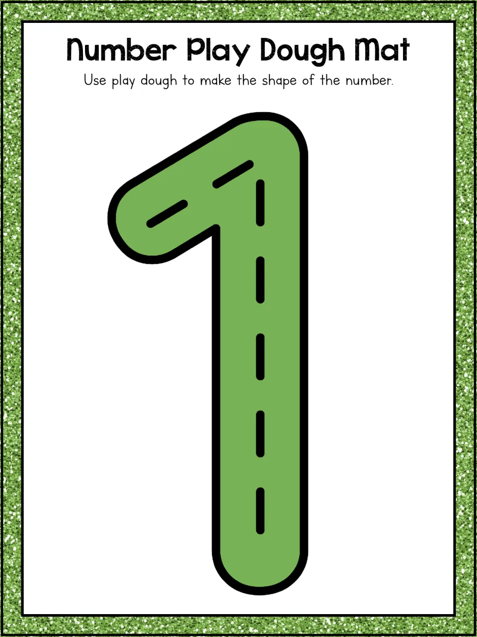 Number 1 mat: students shape play dough along the dashed path of a big numeral one, practising how the digit is formed