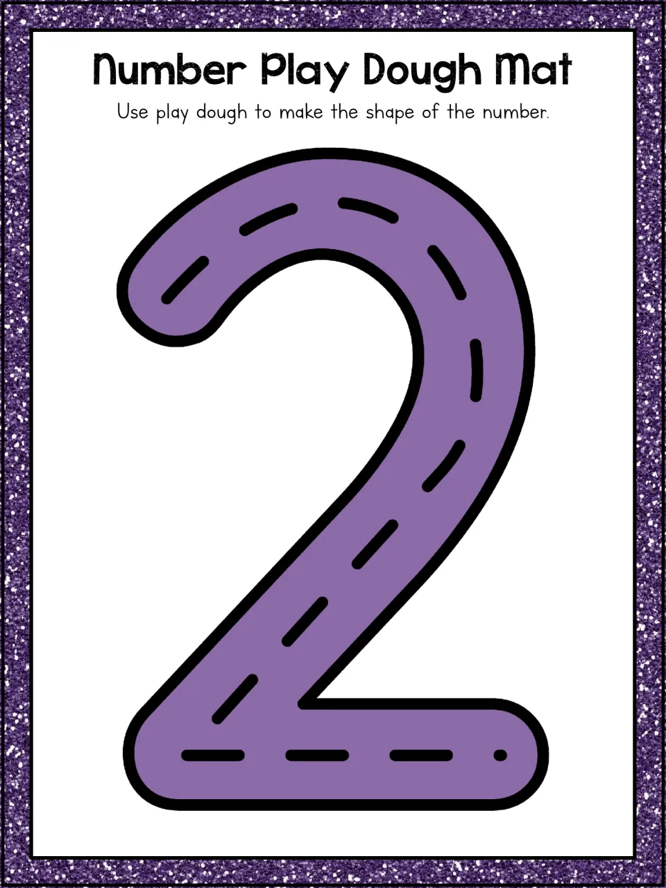 Number 2 mat: students build a large numeral two from play dough, following its curved top and flat base to form it