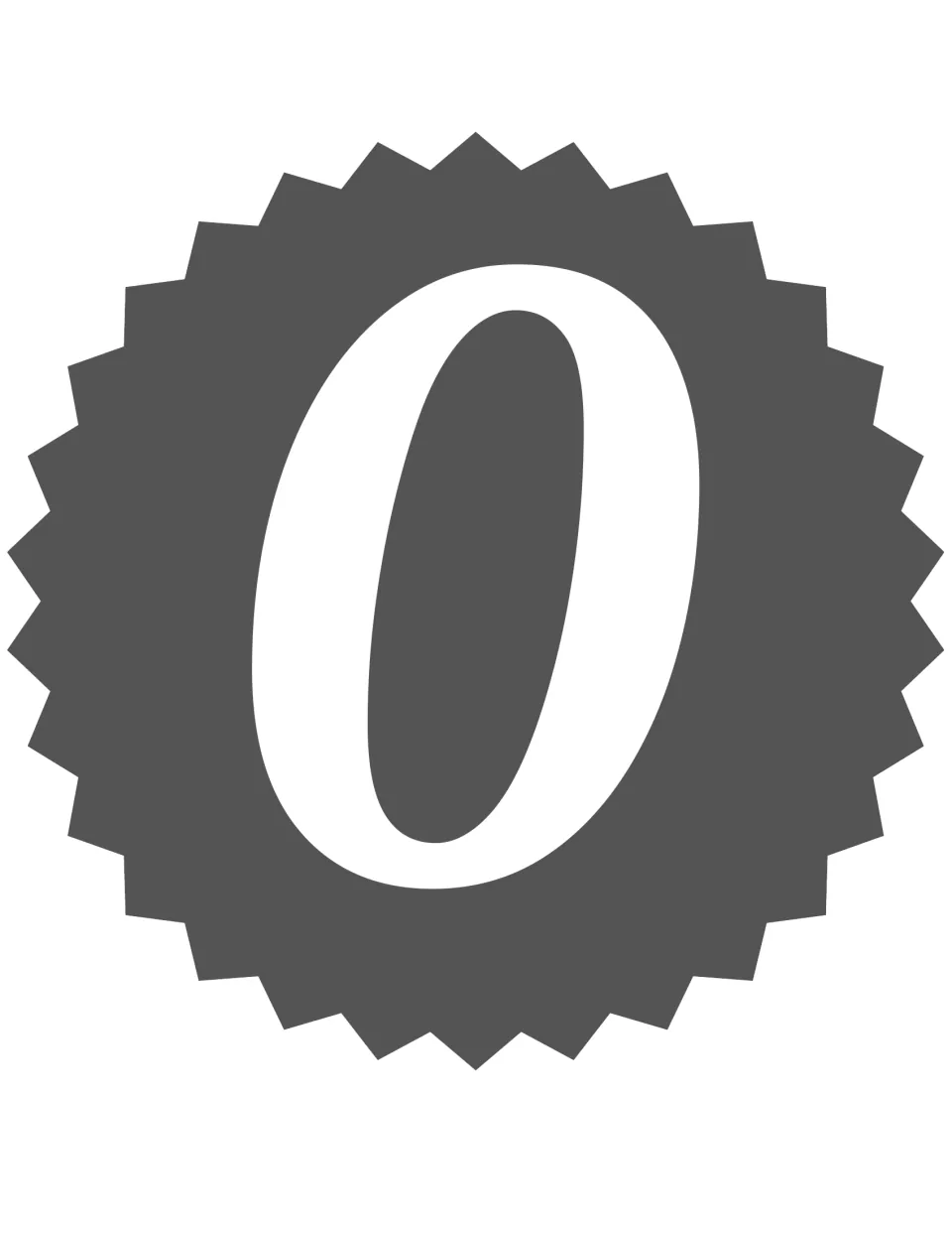 Number poster for classroom display or home practice, featuring the numeral 0 from the 0–20 number set.