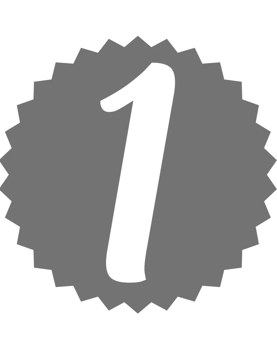 Number poster for classroom display or home practice, featuring the numeral 1 from the 0–20 number set.