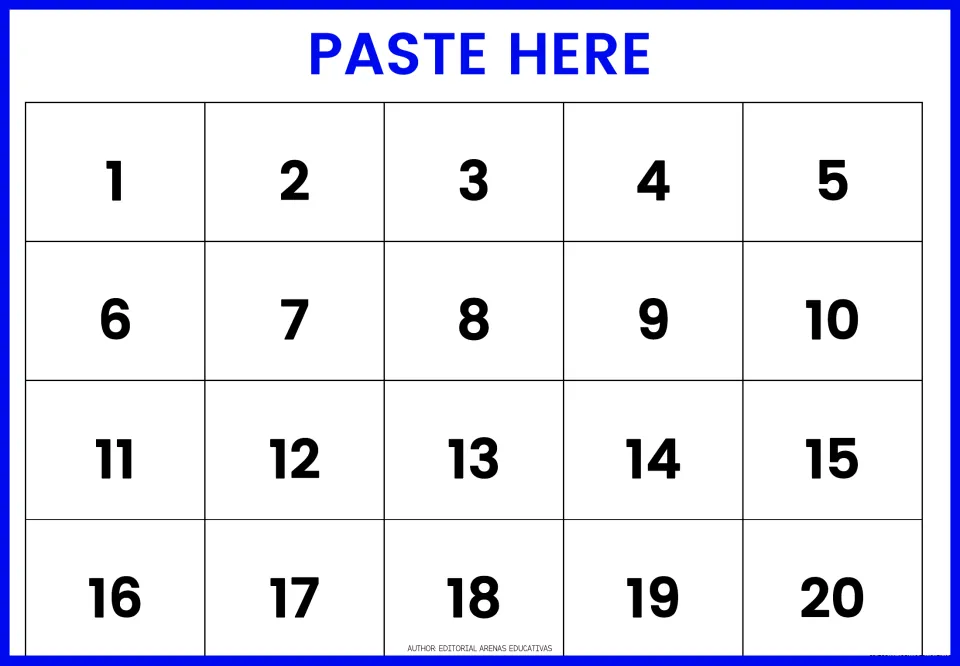 Paste Here mat for puzzle 1: students glue each dinosaur piece onto its matching number from 1 to 20 to rebuild the scene