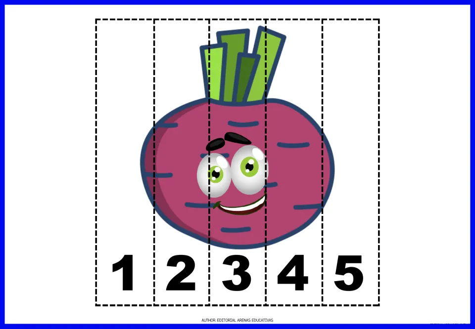Beet number puzzle in the vegetable set, with five pieces numbered 1–5 that form a complete beet picture
