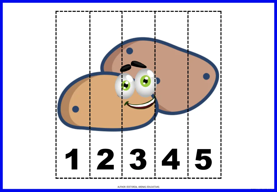 Potato number puzzle in the vegetable set, with five pieces numbered 1–5 that form a picture of two potatoes
