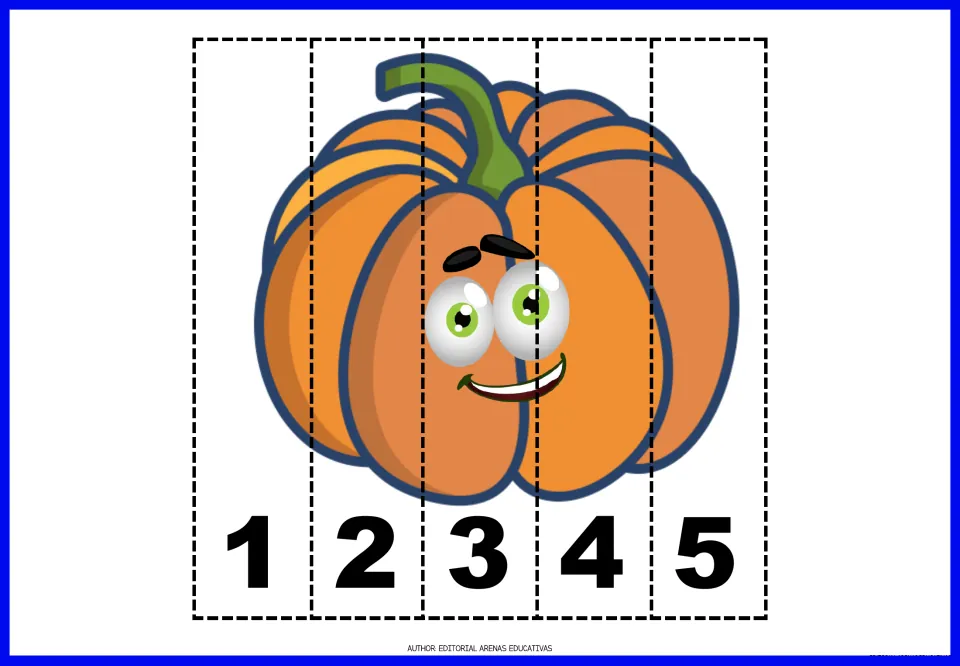 Pumpkin number puzzle in the vegetable set, with five pieces numbered 1–5 that form an orange pumpkin picture