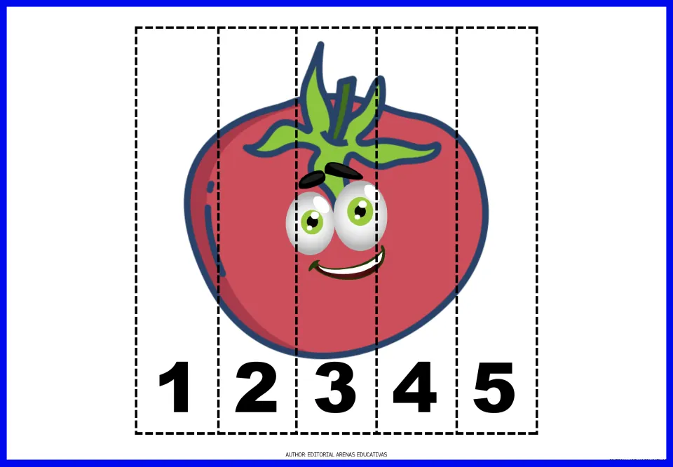Tomato number puzzle in the vegetable set, with five pieces numbered 1–5 that form a red tomato picture