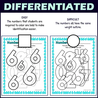 Number Recognition Worksheets - Number 1 - Find and Color Activities -… – sample page 3