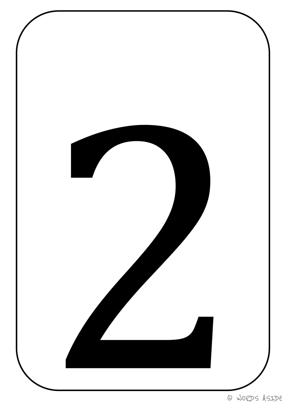 Number 2 poster and activity mat featuring a solid black numeral from the bundle's number 2 booklet.