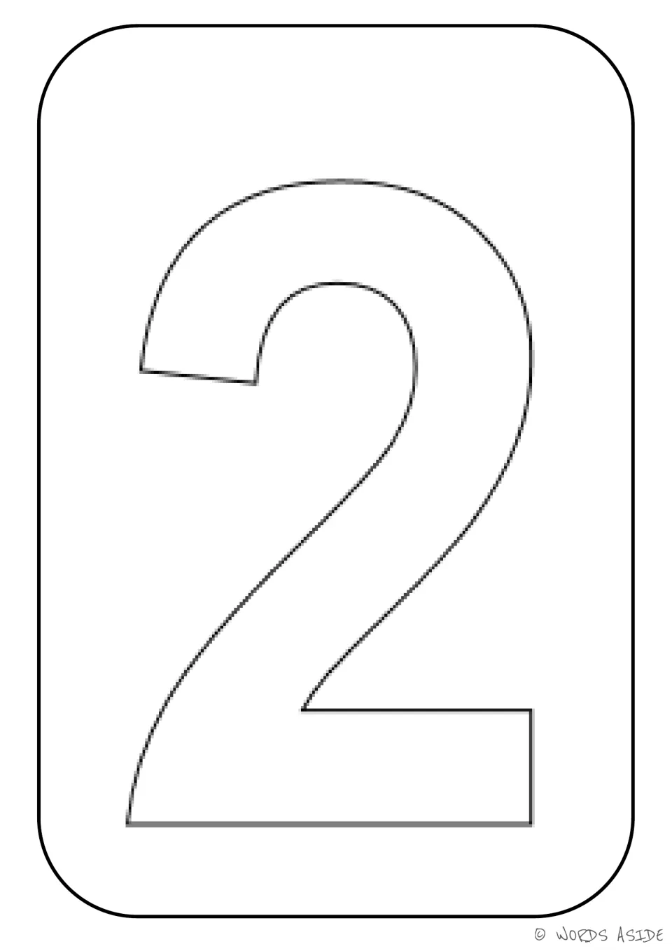 Number 2 poster and activity mat featuring an outlined numeral from the bundle's number 2 booklet.