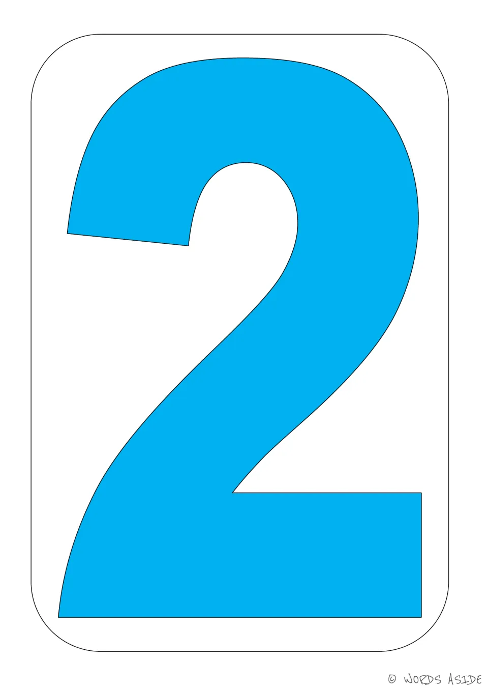Number 2 poster and activity mat featuring a solid blue numeral from the bundle's number 2 booklet.
