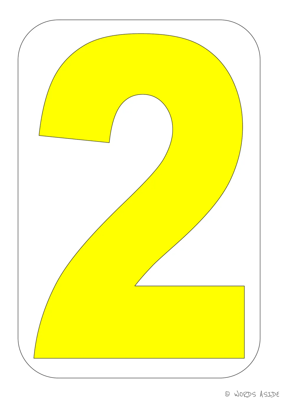 Number 2 poster and activity mat featuring a solid yellow numeral from the bundle's number 2 booklet.
