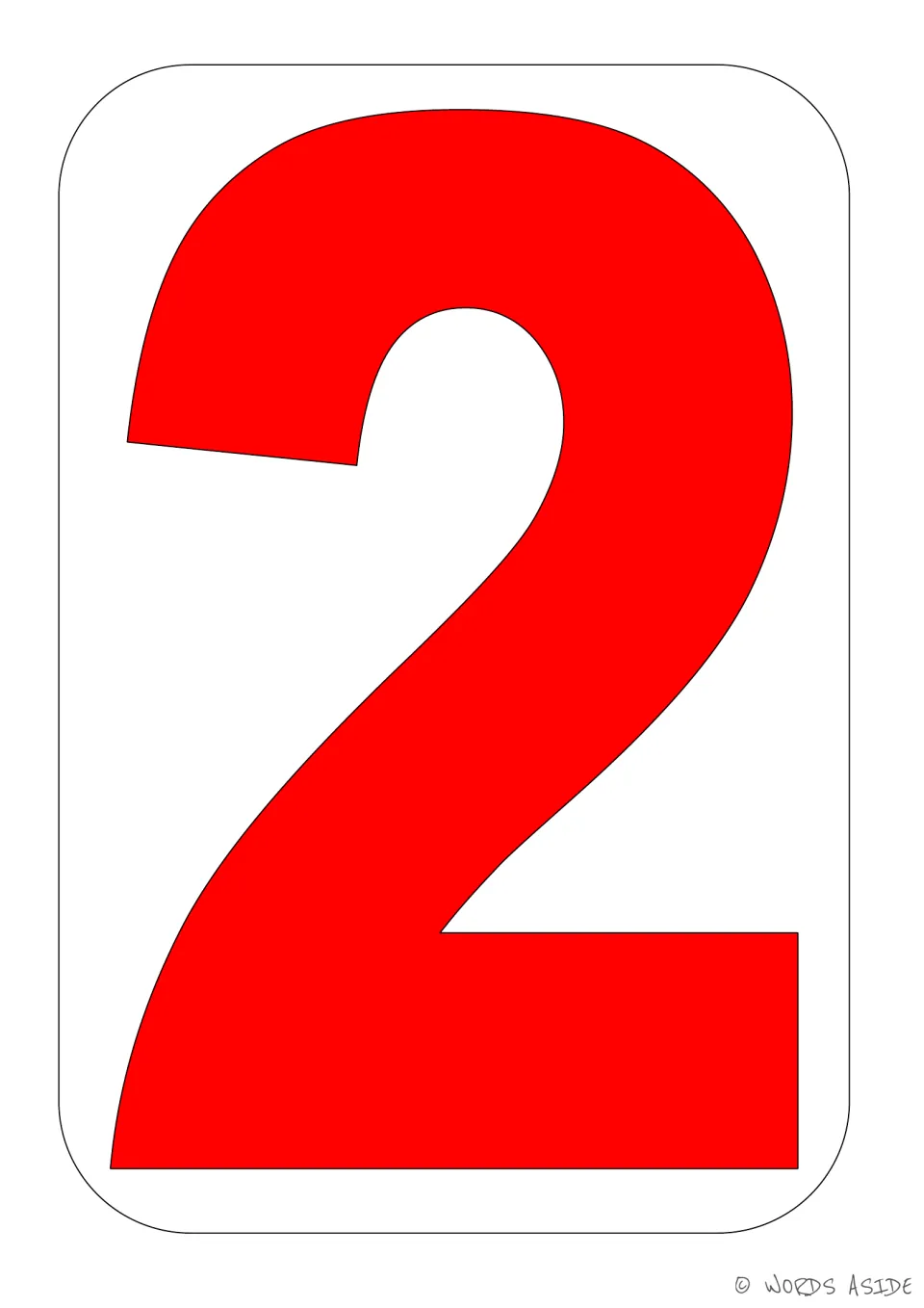 Number 2 poster and activity mat featuring a solid red numeral from the bundle's number 2 booklet.