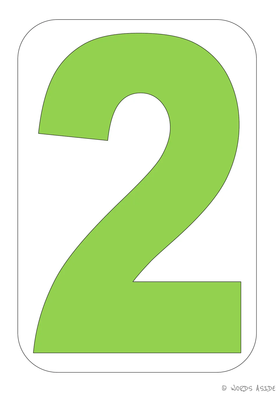 Number 2 poster and activity mat featuring a solid green numeral from the bundle's number 2 booklet.