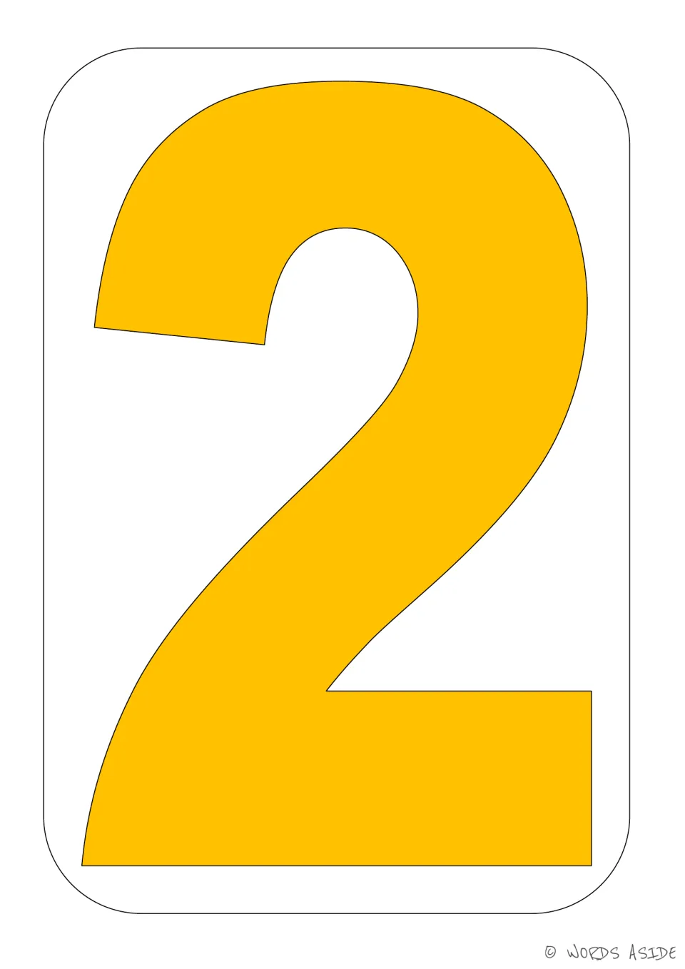Number 2 poster and activity mat featuring a golden yellow numeral from the bundle's number 2 booklet.