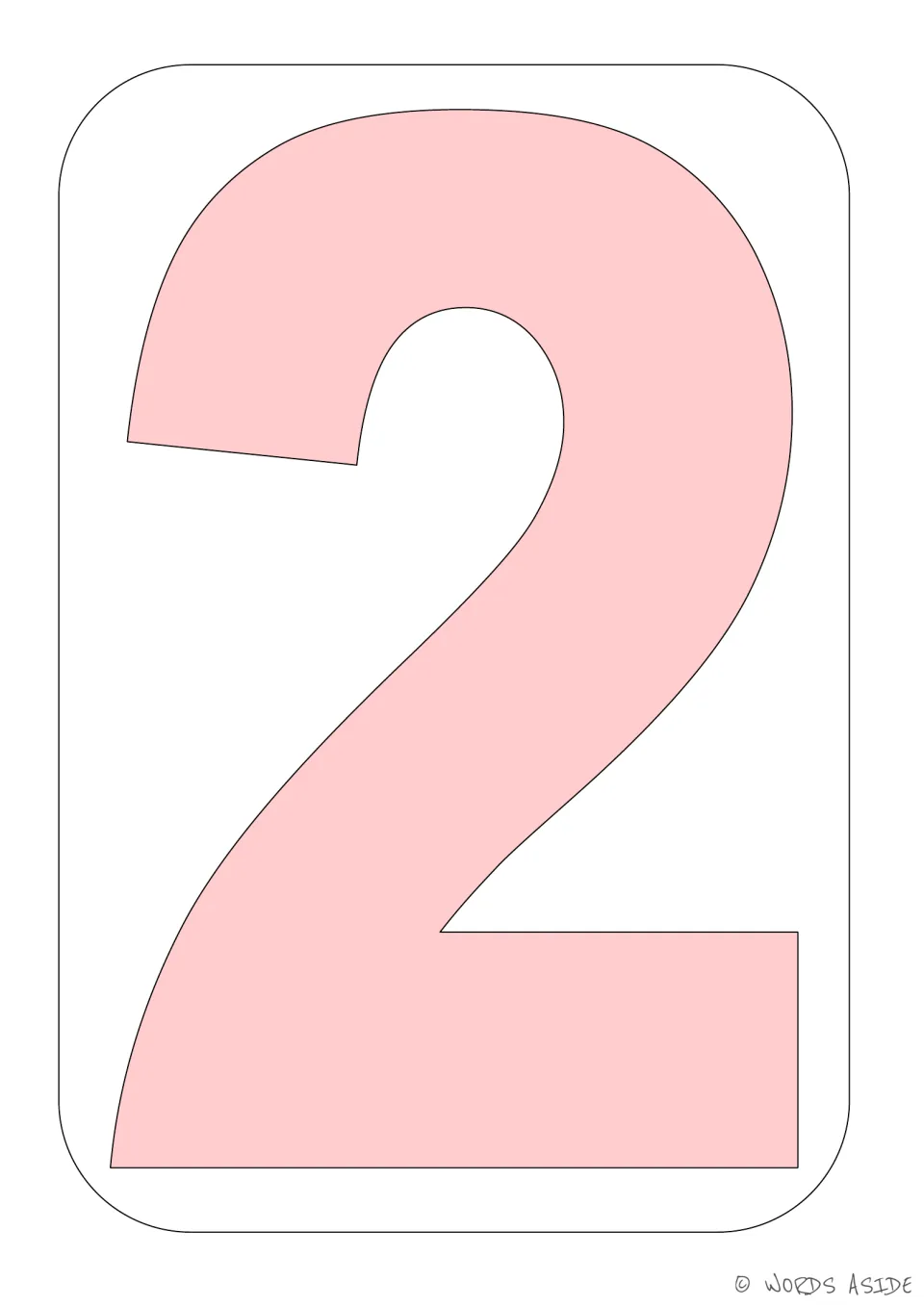Number 2 poster and activity mat featuring a pale pink numeral from the bundle's number 2 booklet.