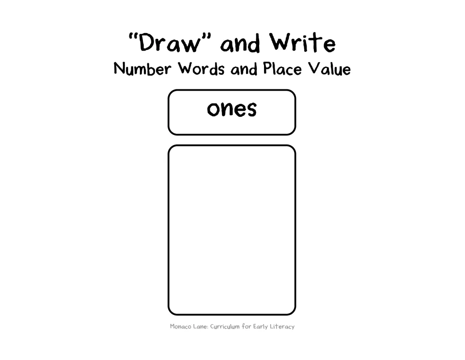 "Draw" and Write ones mat: students place one playing card in the ones space to build a single-digit number