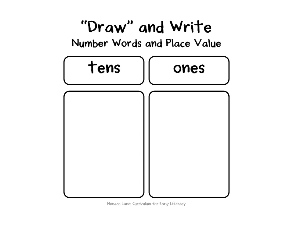 "Draw" and Write tens and ones mat: students place two drawn playing cards to build and read a two-digit number