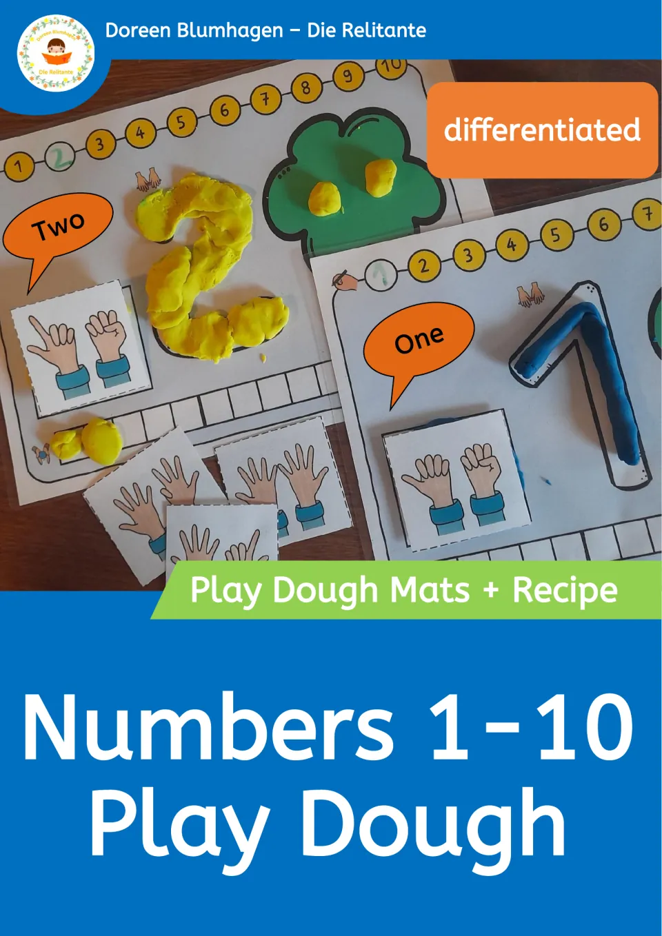 Cover of Numbers 1–10 - Play Dough Mats and Recipe, showing dough numerals and matching finger cards