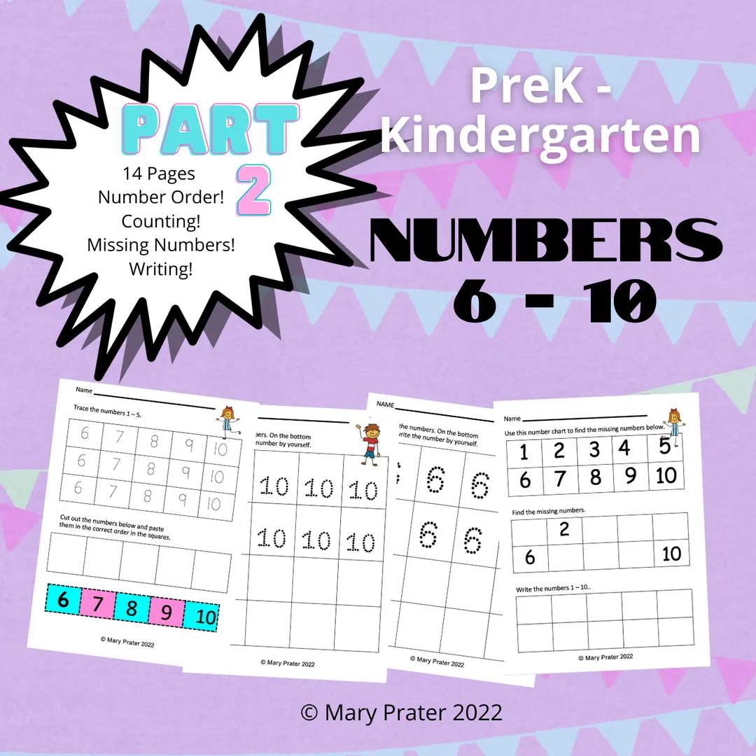 Numbers 6-10 Practice Worksheet Pack – cover