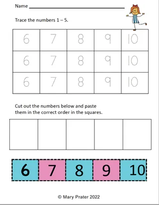 Numbers 6-10 Practice Worksheet Pack – sample page 3