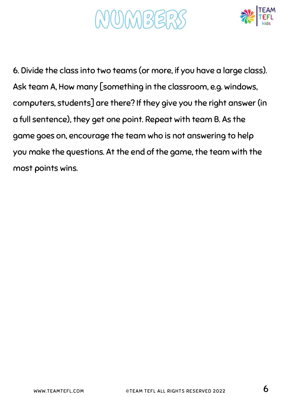 Teacher notes, step 6: team quiz where teams answer How many windows or computers are there? in full sentences for points