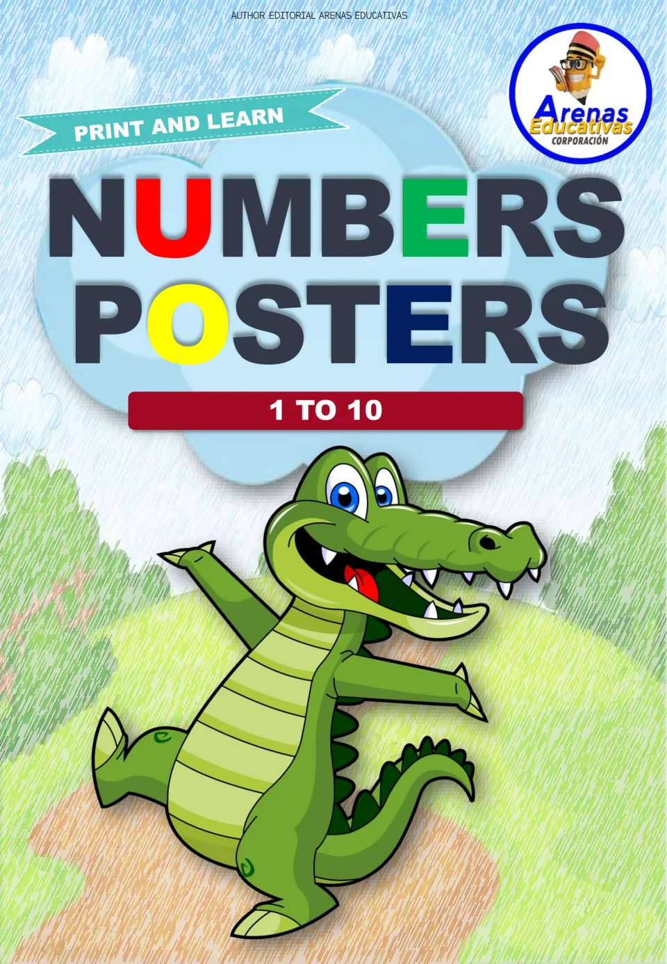 Cover of the number poster set for cutting, labeled 'Print and Learn', 'Numbers Posters', and '1 to 10'