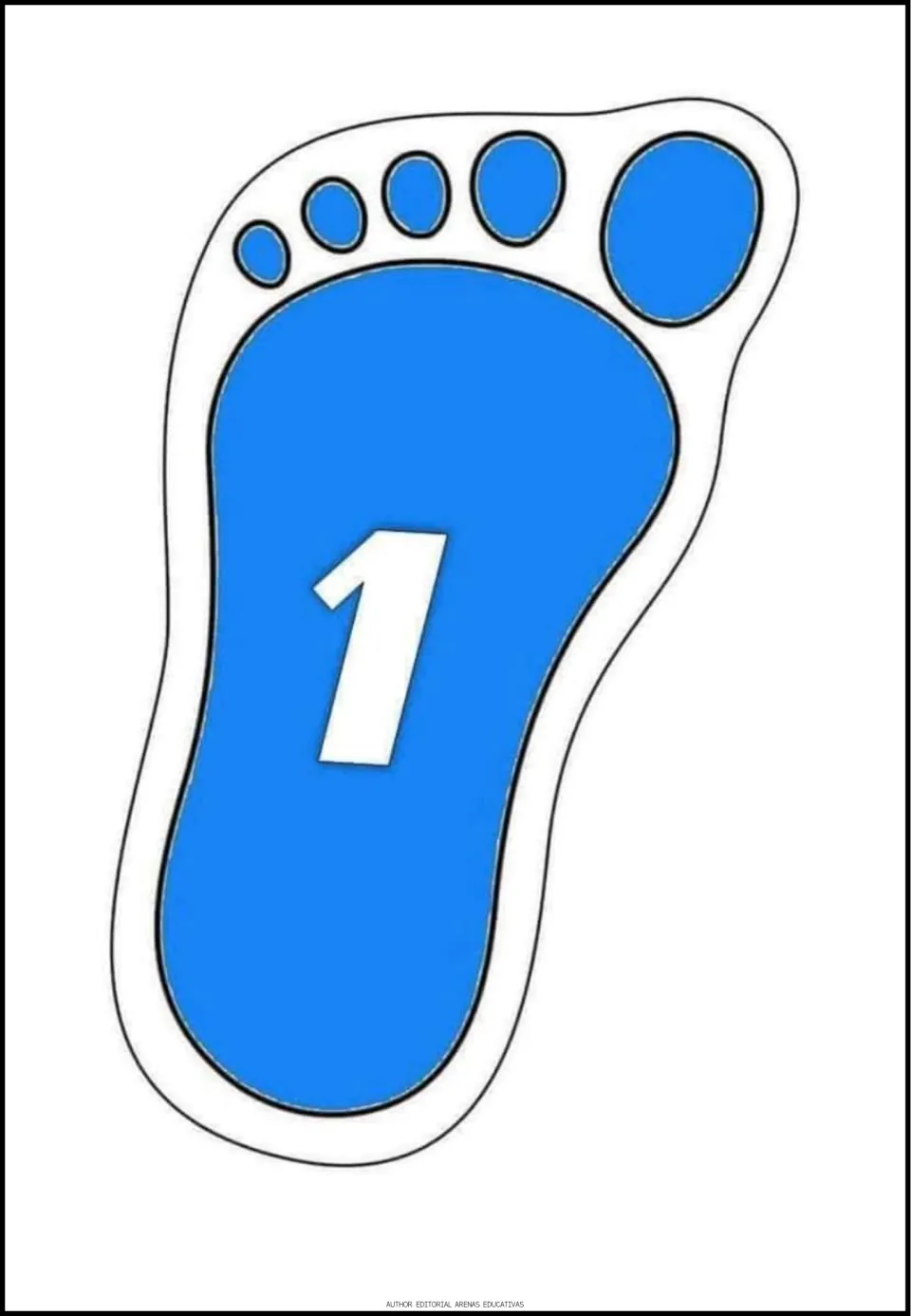 Number 1 poster for cutting, showing a white numeral on a blue footprint paired with the one-star poster