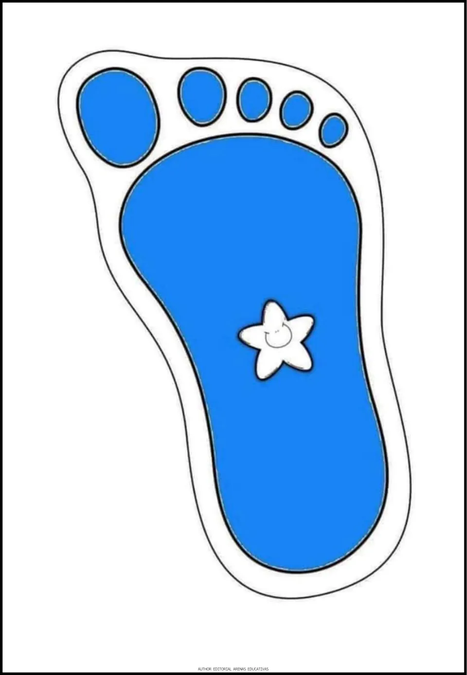 One-star counting poster for cutting, showing one white star on a blue footprint paired with numeral 1