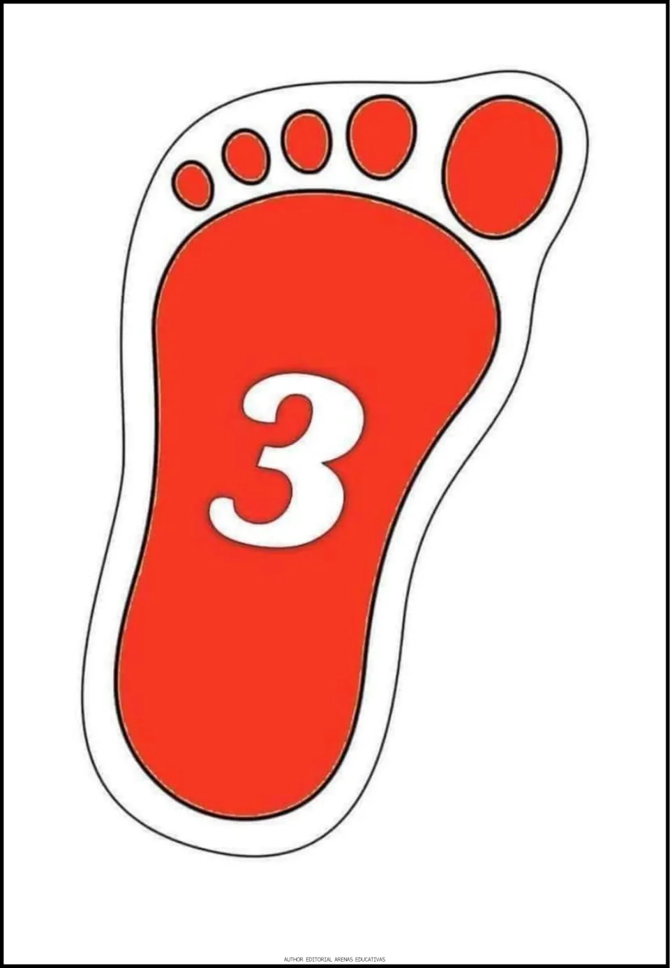 Number 3 poster for cutting, showing a white numeral on a red footprint paired with the three-star poster