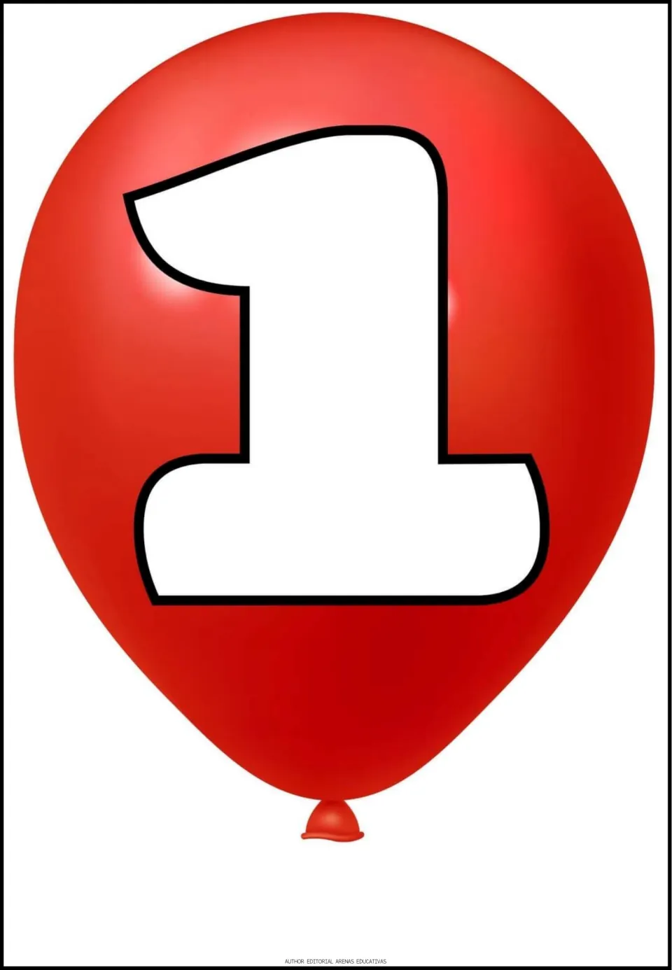 Number 1 poster from the early learning math set, featuring a large white numeral 1 on a red balloon.