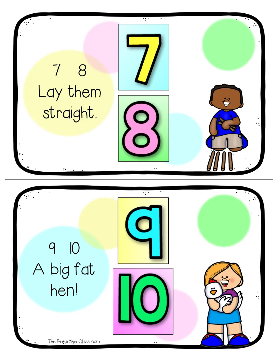 Alternate mini book pages: 7, 8 Lay them straight and 9, 10 A big fat hen, with plain bold numerals and picture cues