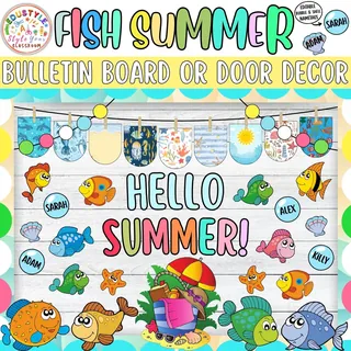 O-Fish-Ally Summer!: Fish Ocean Bulletin Board or Door Decor Kit | May – preview 2