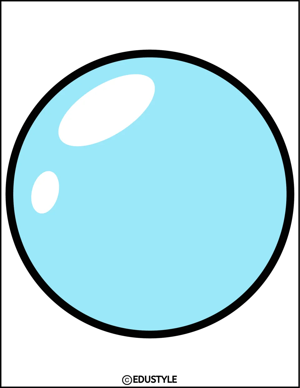 Ocean decor bubble: one large light blue bubble with white shine marks, filling the page, to cut out for the board