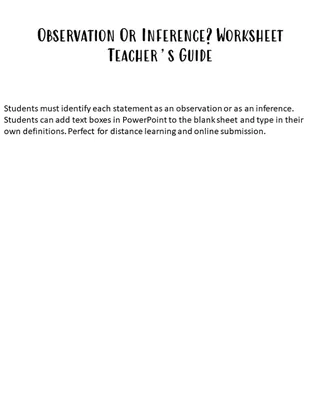 Observation or Inference Worksheet – preview 1
