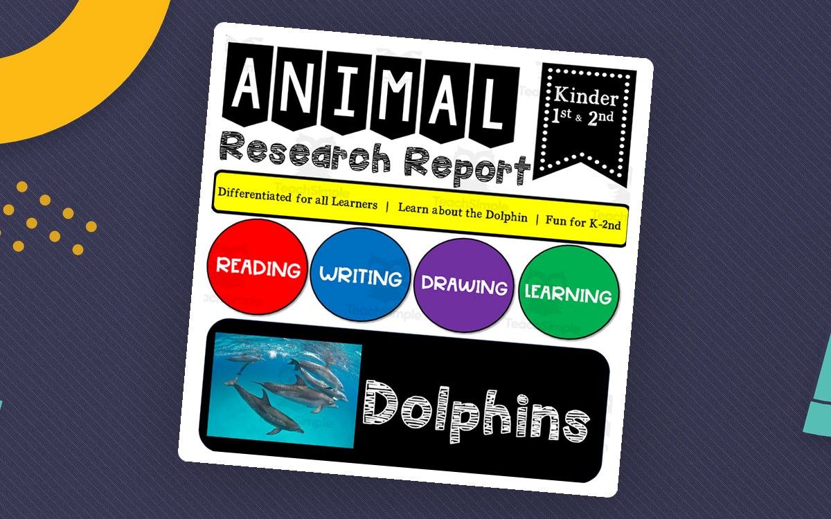 Ocean Animal Research Writing Project on DOLPHINS for K-2nd Grade preview