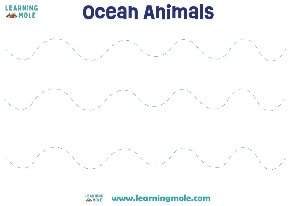 Ocean animal activity base for gluing yarn and seven animal cutouts, then writing animal names and facts.