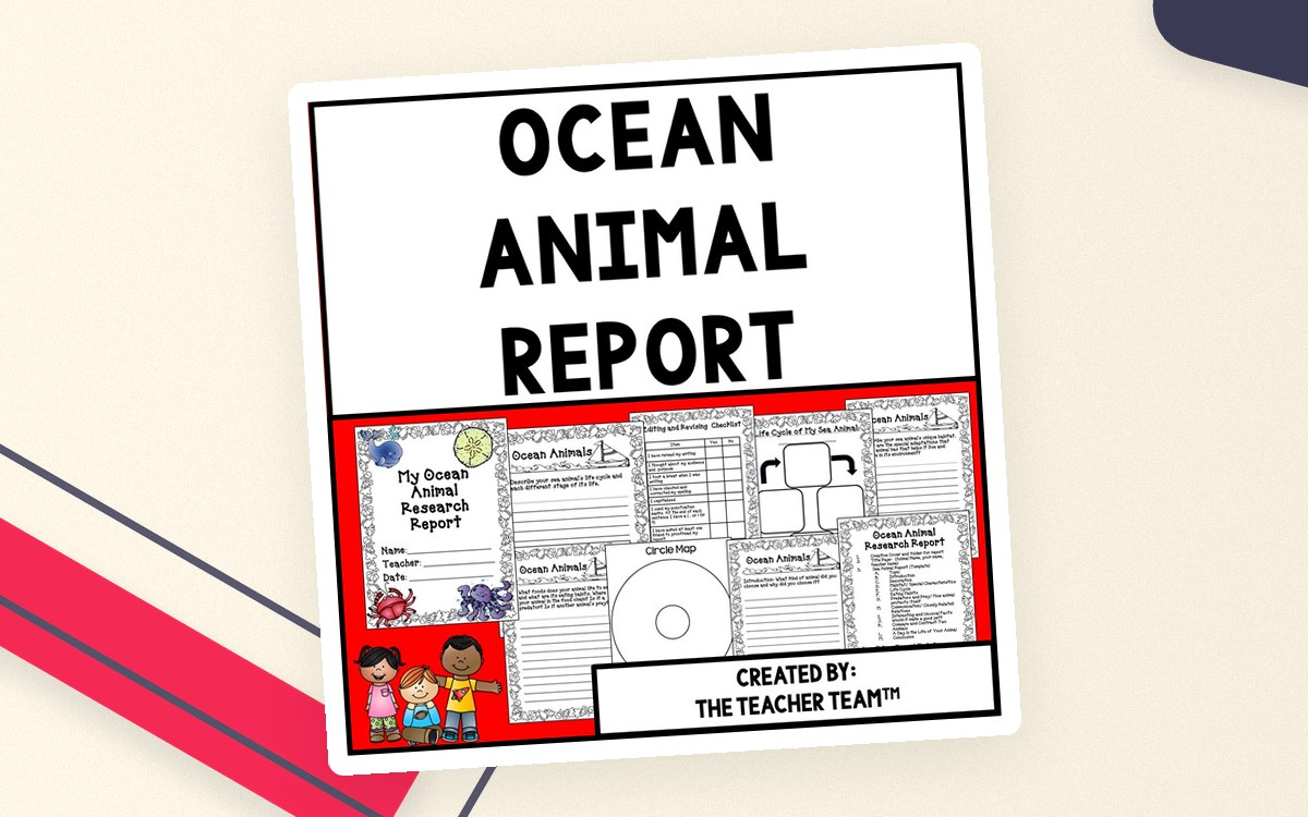 Ocean Animal Report cover with research organizers and sea-creature images.
