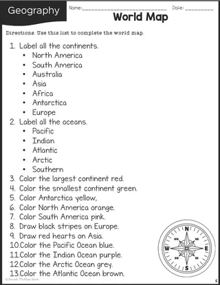Oceans and Continents Reading Packet – sample page 2