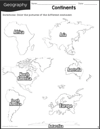 Oceans and Continents Reading Packet – sample page 3