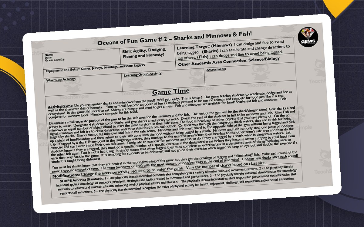 Sharks, Minnows + Fish – Oceans of Fun PE Game teaching resource preview