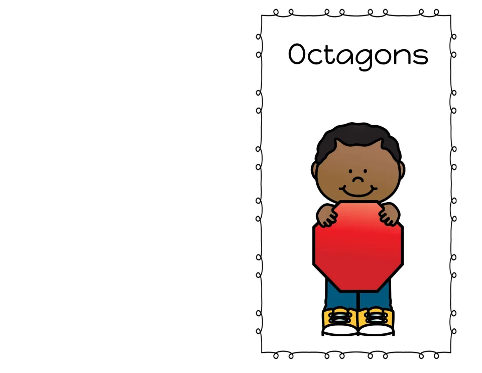 Octagons mini-book cover: a smiling child holds a red eight-sided shape beneath the title Octagons