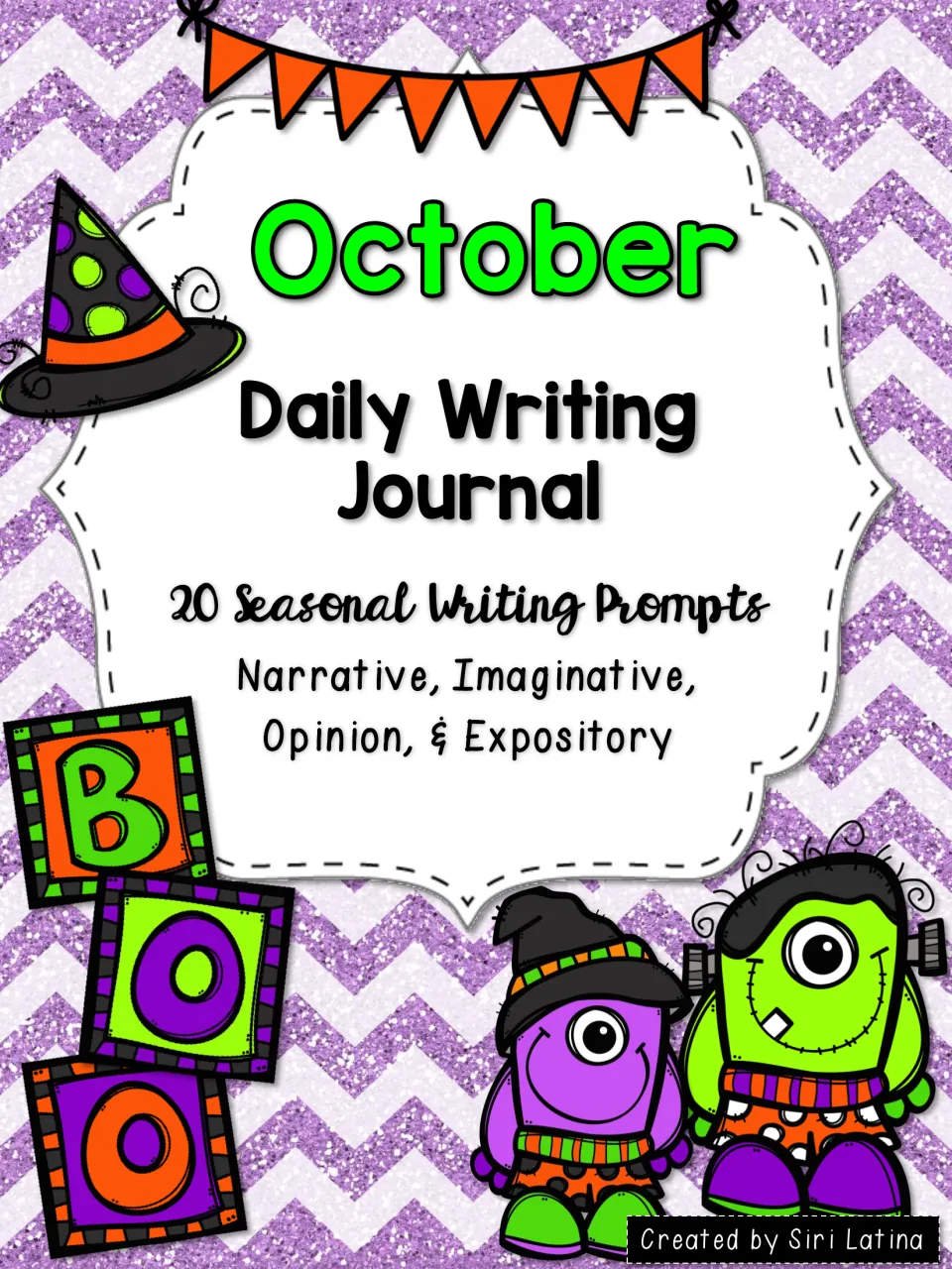 October Daily Writing Journal cover: 20 seasonal prompts in narrative, imaginative, opinion and expository modes