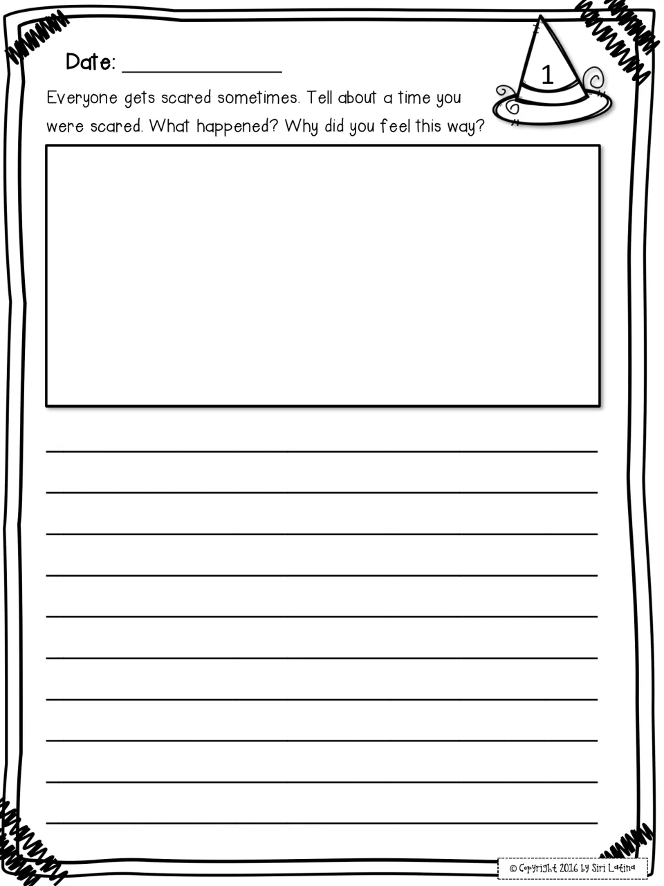 Prompt 1, personal narrative: students tell about a time they were scared, what happened and why they felt that way