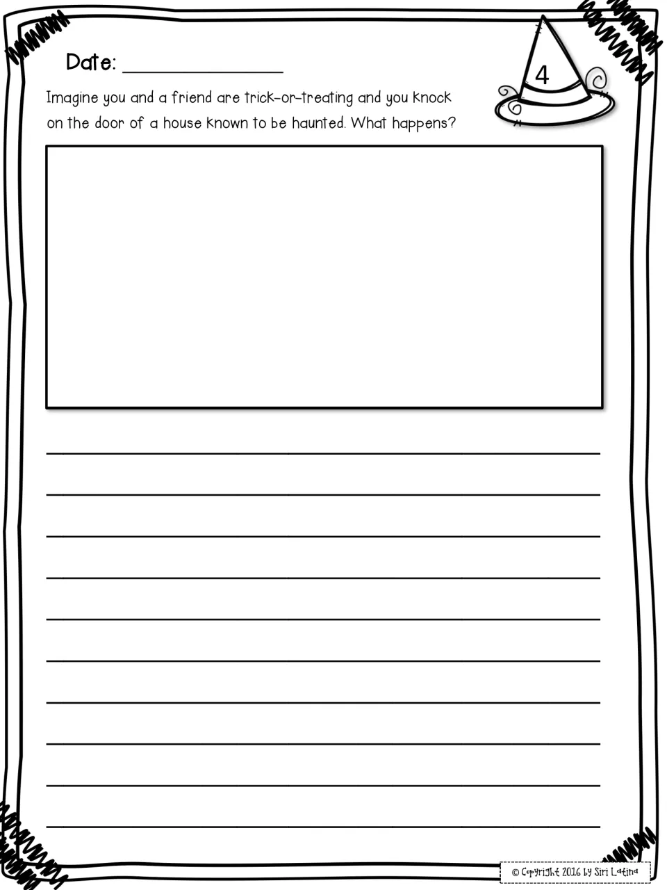 Prompt 4, imaginative story: trick-or-treating with a friend, students knock at a haunted house and tell what happens