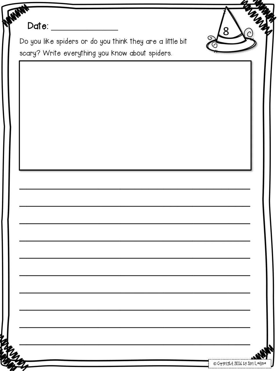 Prompt 8 on spiders: students say whether spiders seem scary and write everything they know about them