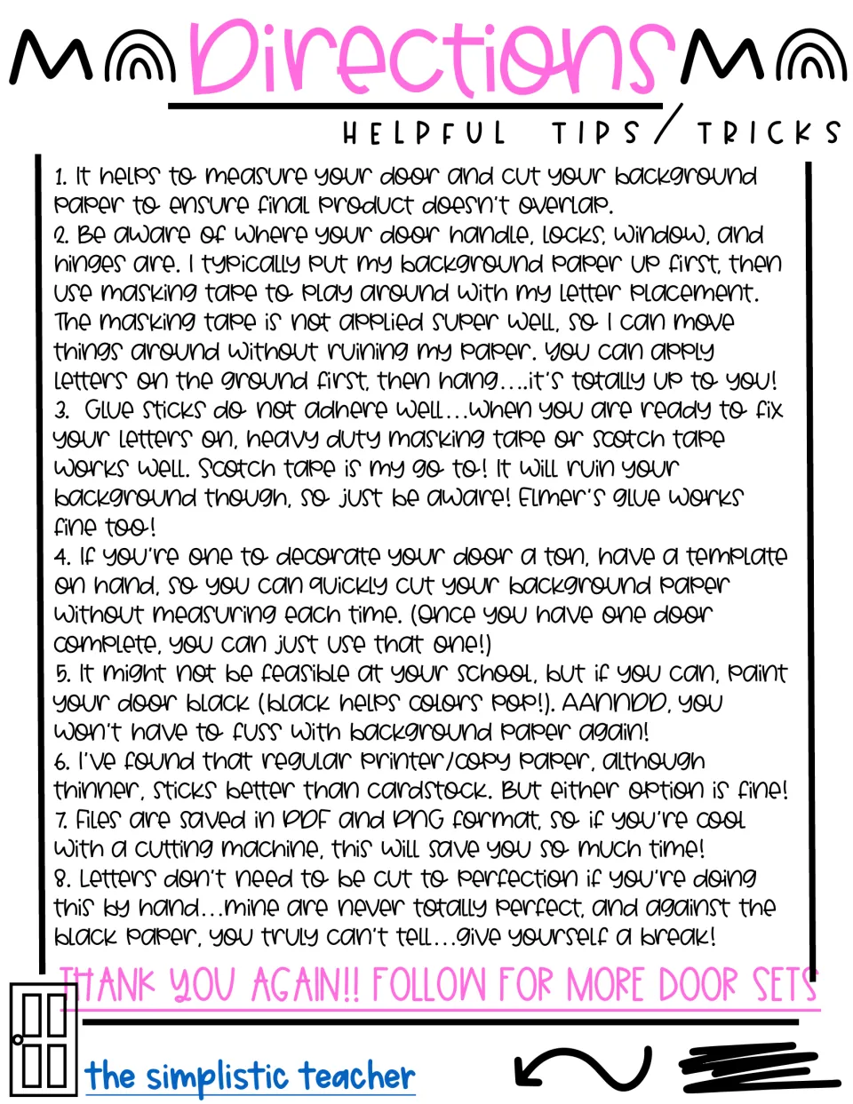Door set assembly directions: eight tips for measuring, placing letters, choosing paper, and attaching cutouts