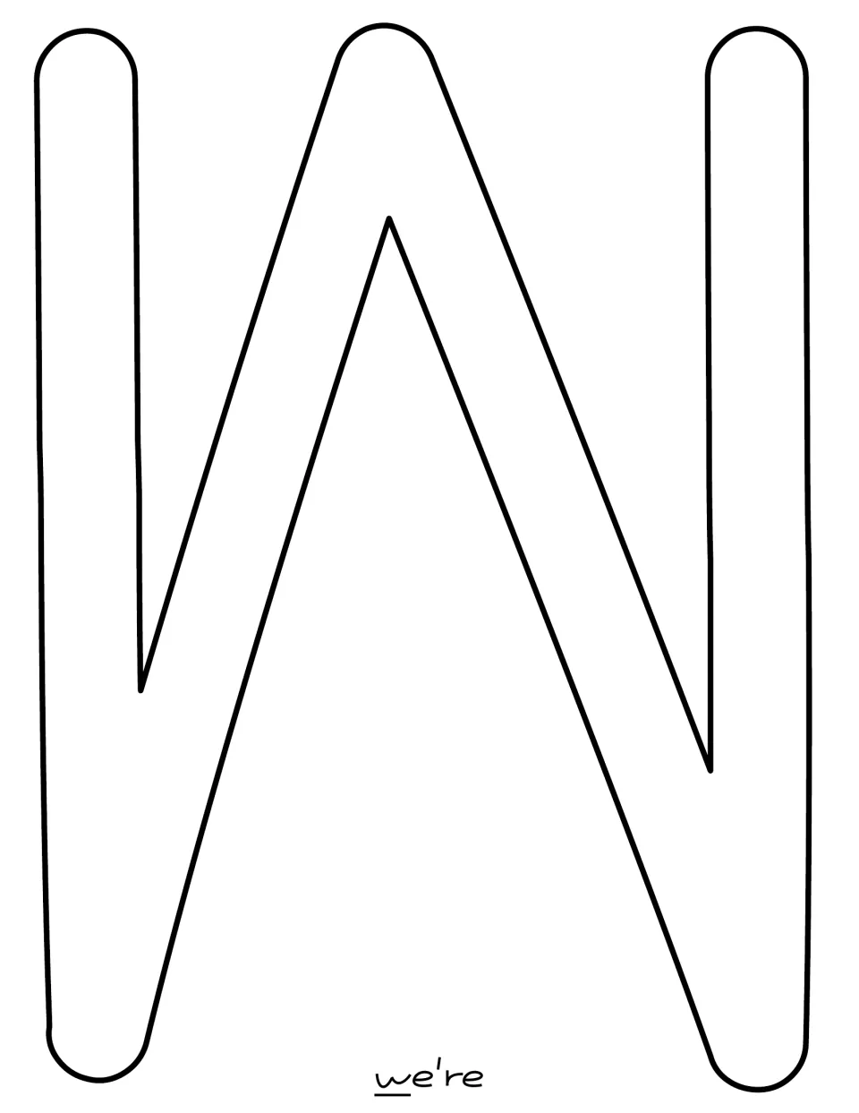 Large letter W cutout for the word “we're,” beginning the October classroom door decoration's saying