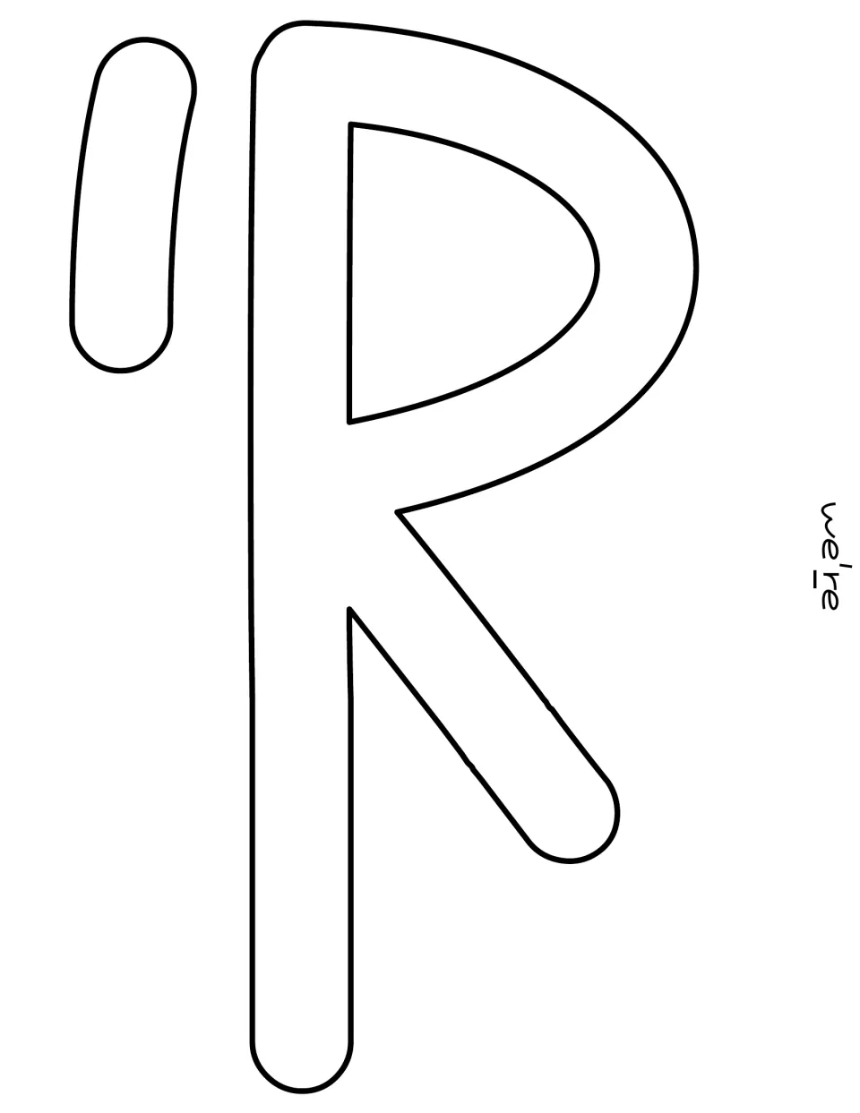 Large letter R and apostrophe cutouts for the word “we're” in the October classroom door decoration