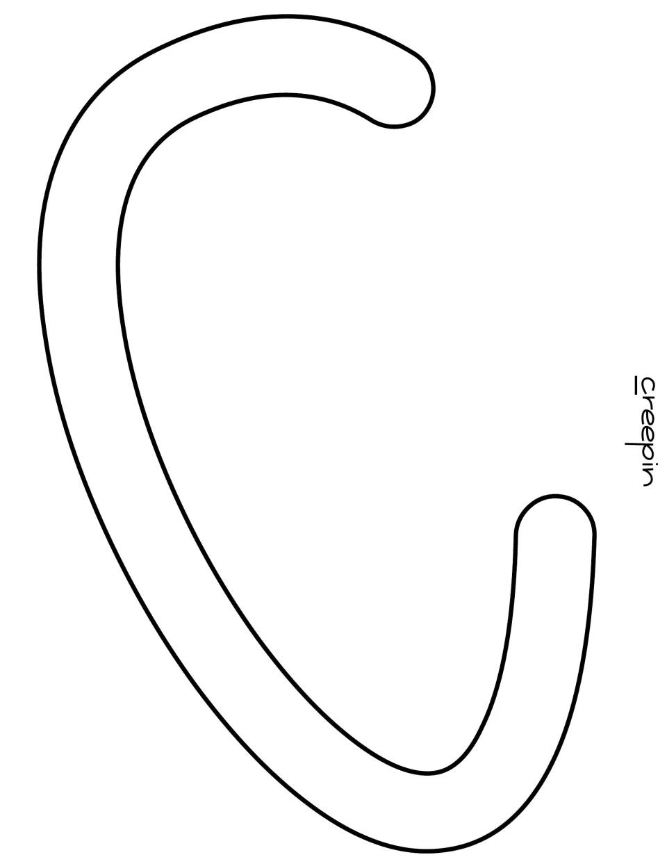 Large letter C cutout beginning the word “creepin” in the printable October classroom door decoration