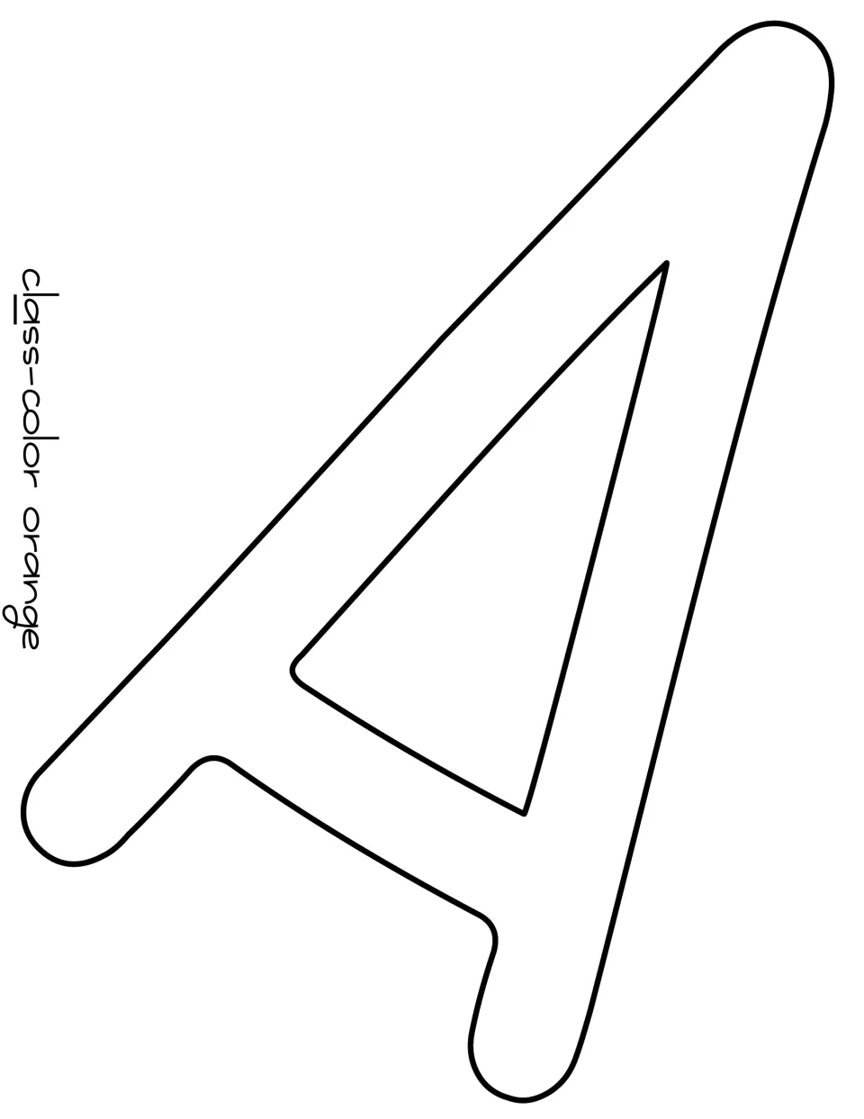 Door display letter template A continues the word “Class,” with instructions to color the letter orange.